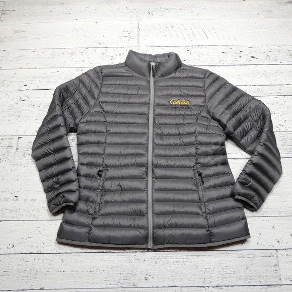 Cabela's Down Puffer Jacket Womens XL Gray Lightweight Packable Full Zip Quilted - Picture 1 of 8